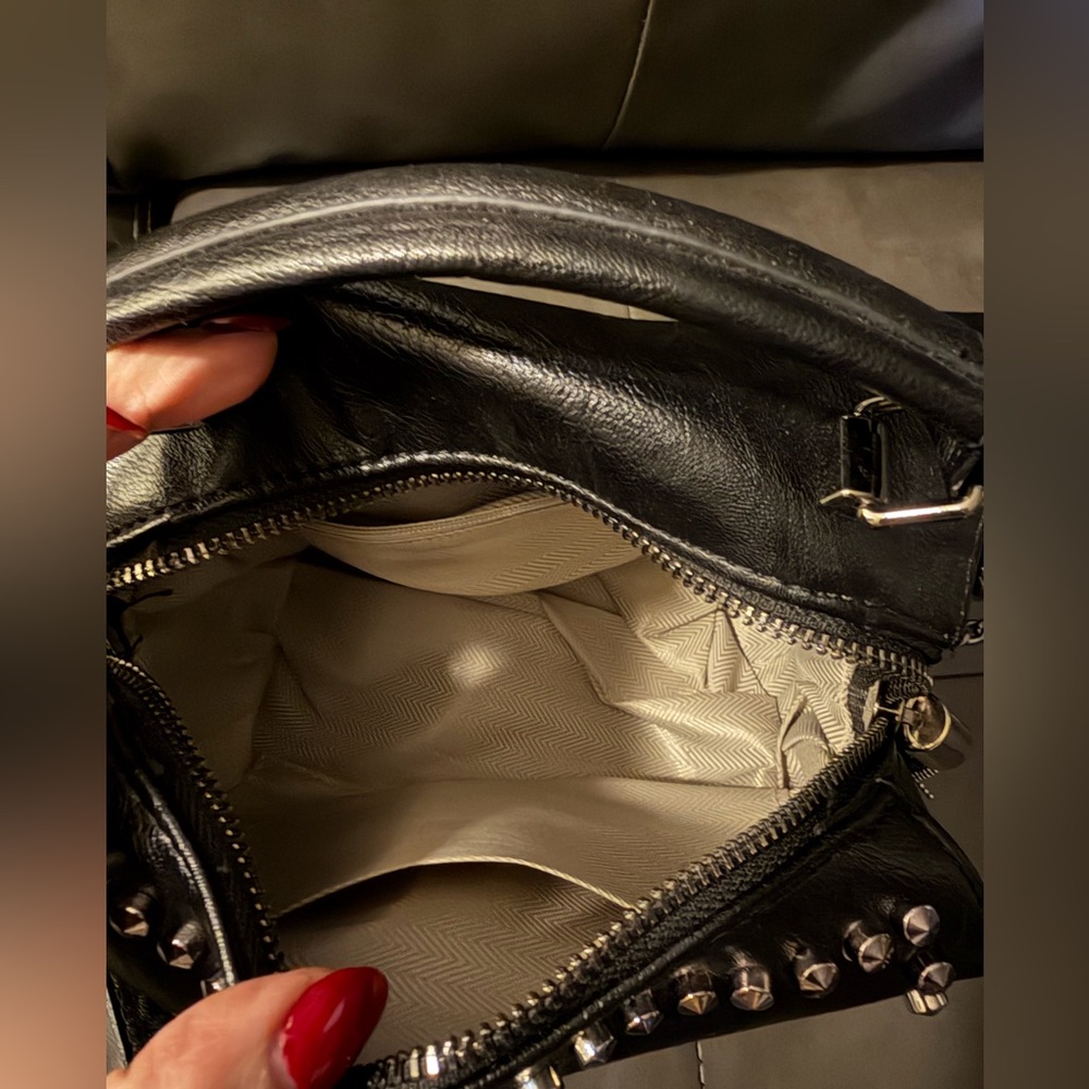 Black Studded Vegan Leather Crossbody Bag - Picture 2 of 9